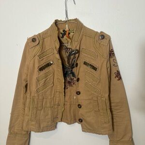 Embroidered Tan Utility Jacket